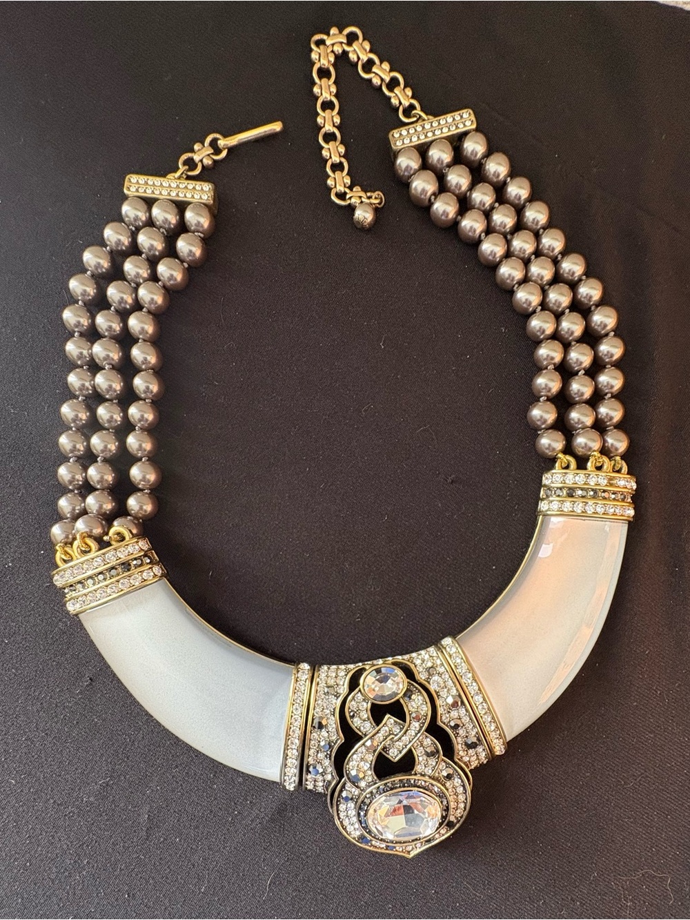 Heidi Daus Gold-Tone Pearl & Opalescent Statement Necklace